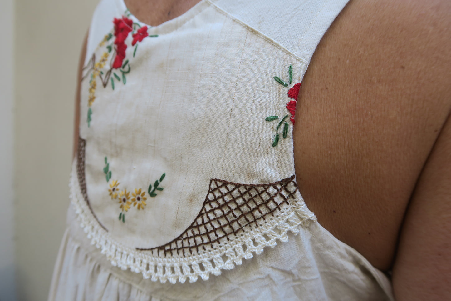 The Red & Yellow Flower Basket Milkmaid Dress