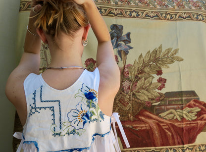 Beautiful Blue flower Milkmaid Dress
