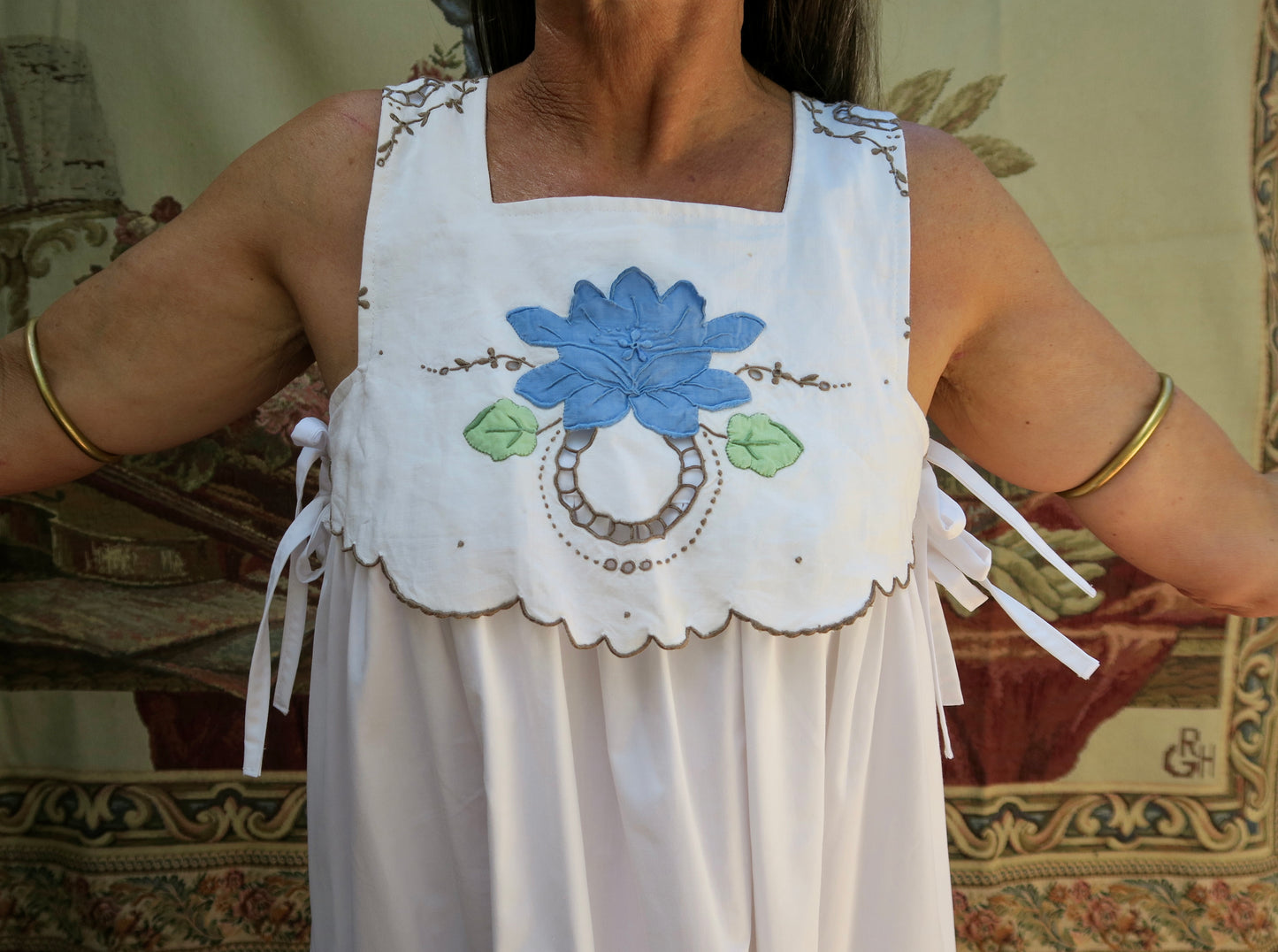 Blue Flower Pocket Milkmaid Dress