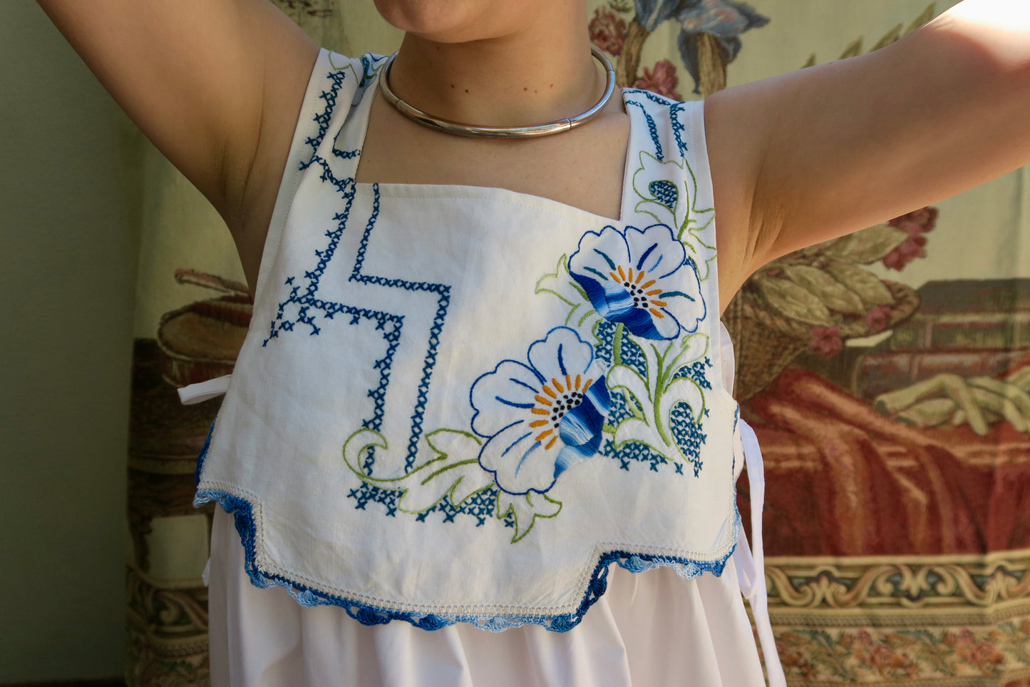 Beautiful Blue flower Milkmaid Dress