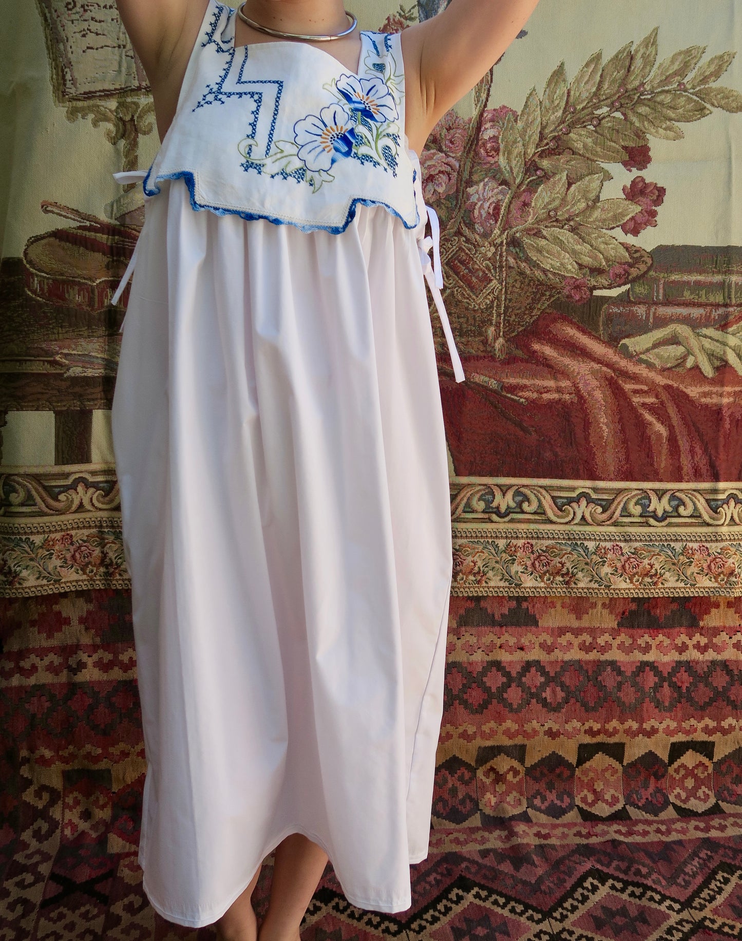 Beautiful Blue flower Milkmaid Dress