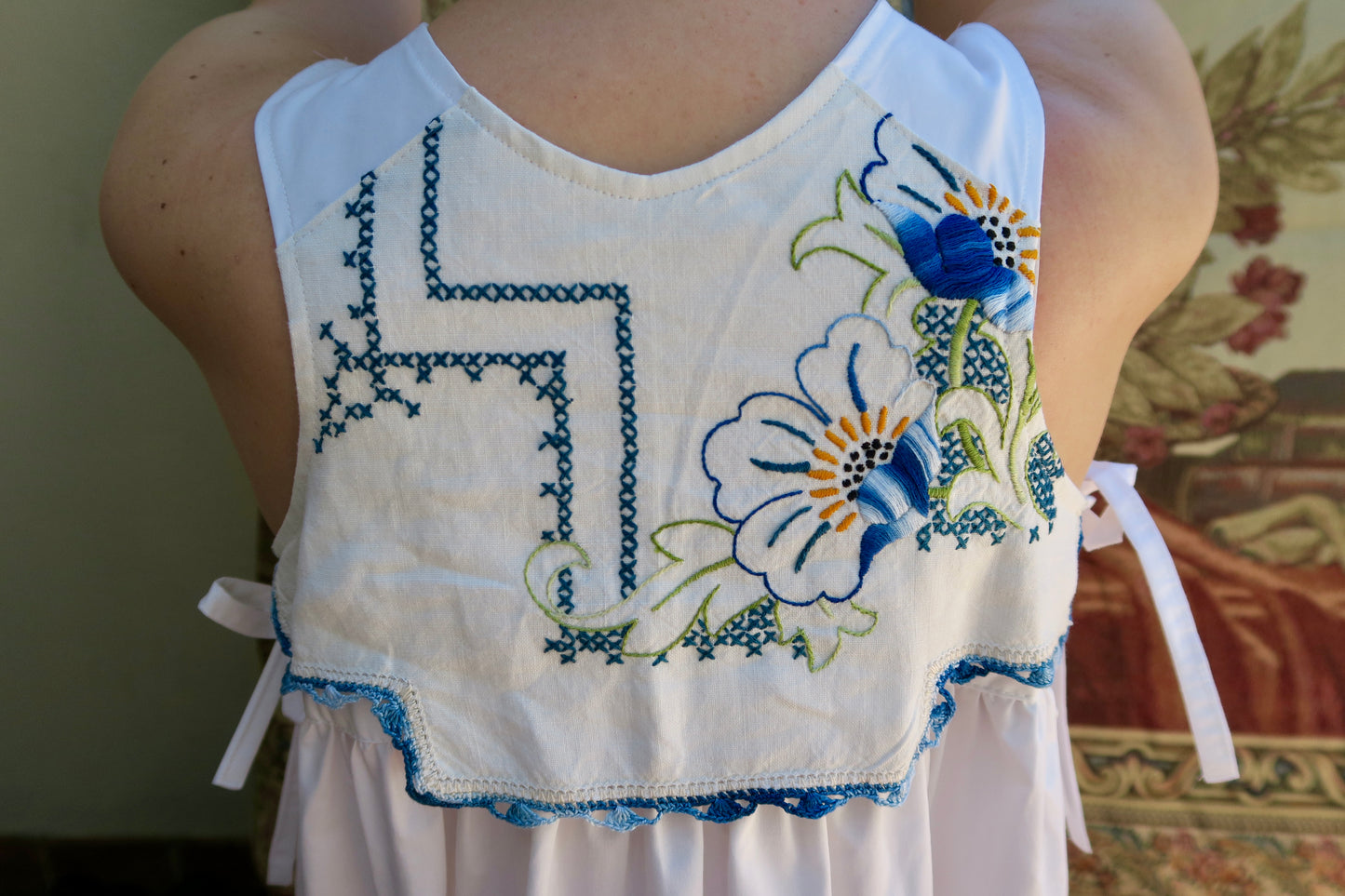 Beautiful Blue flower Milkmaid Dress